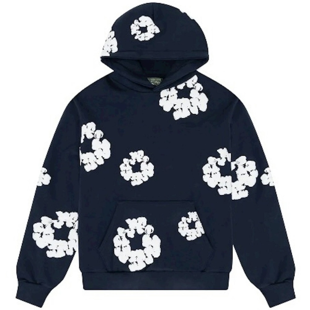 denim tears hoodie navy size m never worn in hand ready to ship